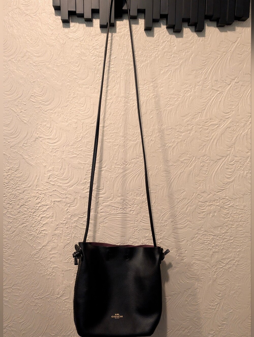 Coach Black Pebbled Leather Crossbody with Gold Logo